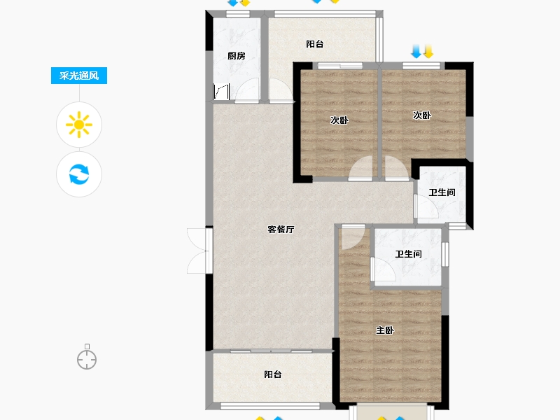 湖南省-衡阳市-泰宇盛世名都-91.00-户型库-采光通风