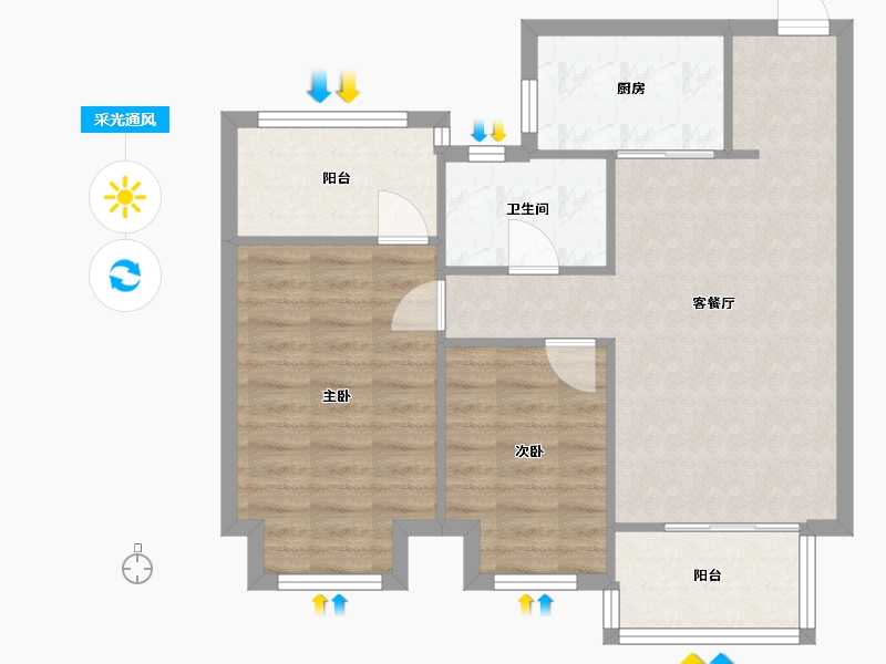 江苏省-无锡市-美的公园天下-66.78-户型库-采光通风