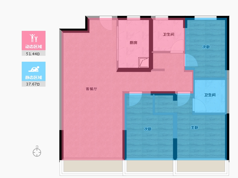 新疆维吾尔自治区-乌鲁木齐市-绿城理想之城-91.50-户型库-动静分区