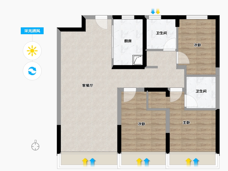 新疆维吾尔自治区-乌鲁木齐市-绿城理想之城-91.50-户型库-采光通风