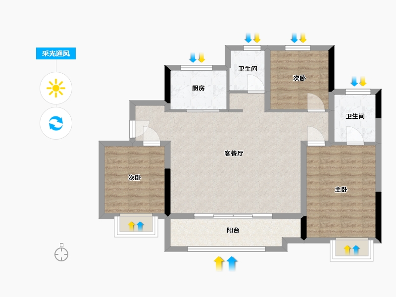 山东省-济南市-龙湖天耀-117.00-户型库-采光通风