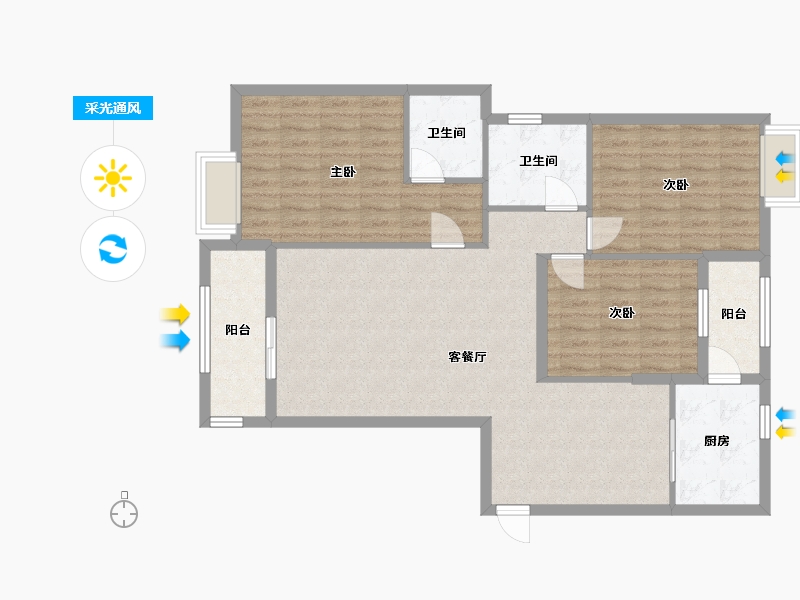 湖北省-荆州市-明悦华府-120.00-户型库-采光通风