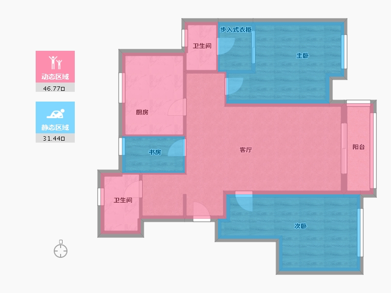 辽宁省-大连市-金科金弘基·集美郡-69.00-户型库-动静分区