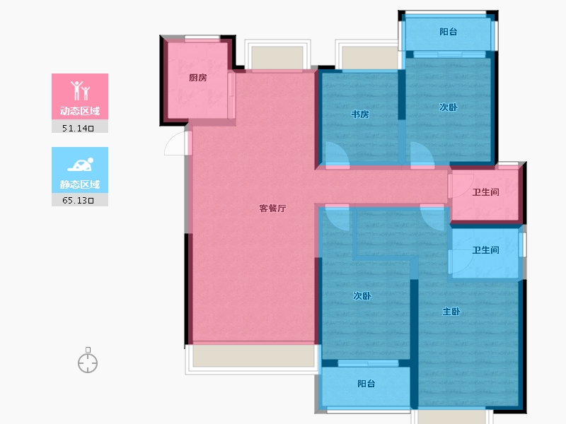 陕西省-西安市-万景荔知湾-143.00-户型库-动静分区