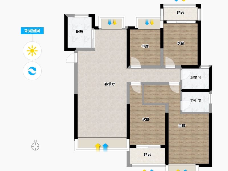 陕西省-西安市-万景荔知湾-143.00-户型库-采光通风