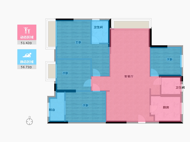 浙江省-嘉兴市-北辰府-98.00-户型库-动静分区