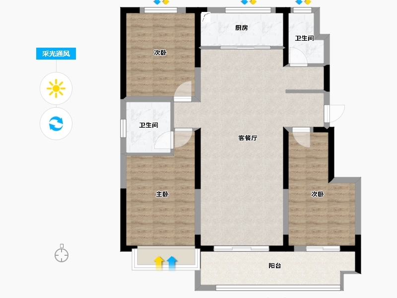 山东省-济宁市-湖畔铭居-115.00-户型库-采光通风