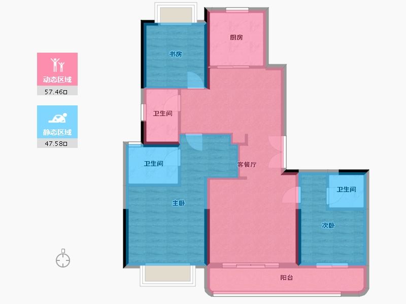 湖北省-武汉市-光彩国际-101.00-户型库-动静分区