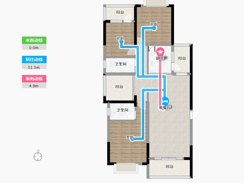 广西壮族自治区-南宁市-金洲路单位房-135.00-户型库-动静线