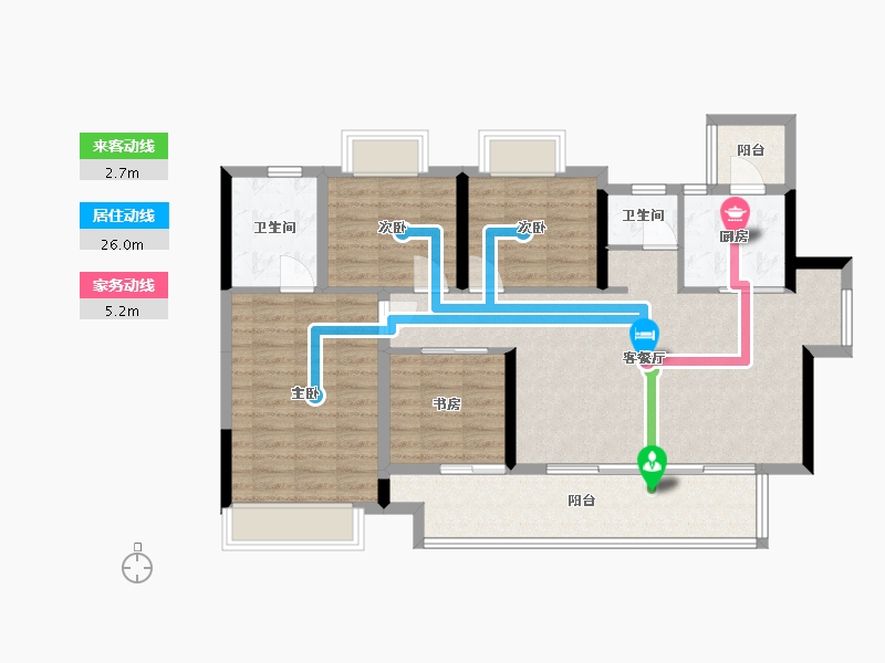 重庆-重庆市-绿地听江左岸-101.00-户型库-动静线