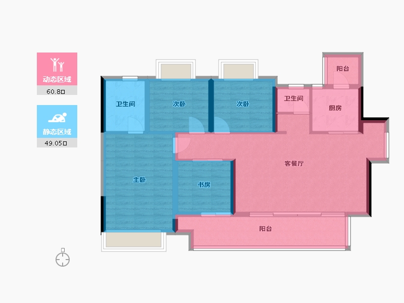 重庆-重庆市-绿地听江左岸-101.00-户型库-动静分区