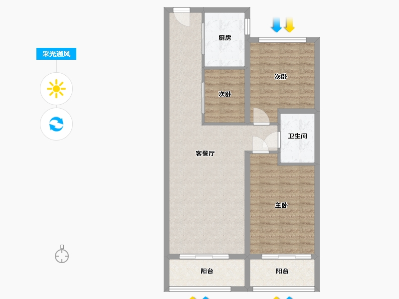 山西省-太原市-和平东苑-80.00-户型库-采光通风