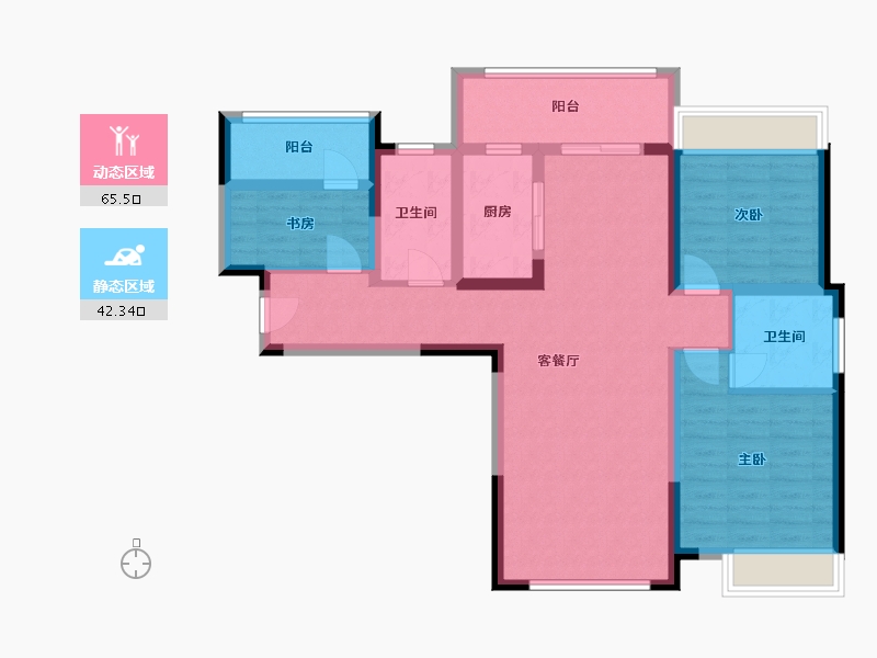 湖南省-长沙市-阳光城尚东湾青云苑-95.00-户型库-动静分区