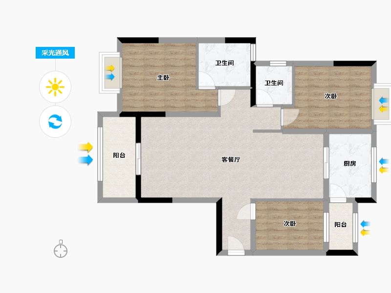 四川省-泸州市-敏捷紫云府-94.00-户型库-采光通风