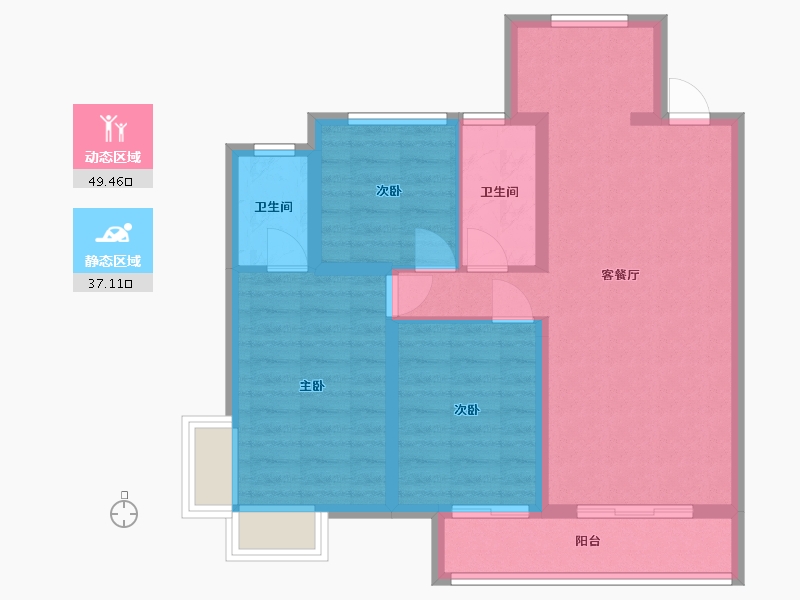 河北省-沧州市-石榴玉兰湾-85.00-户型库-动静分区