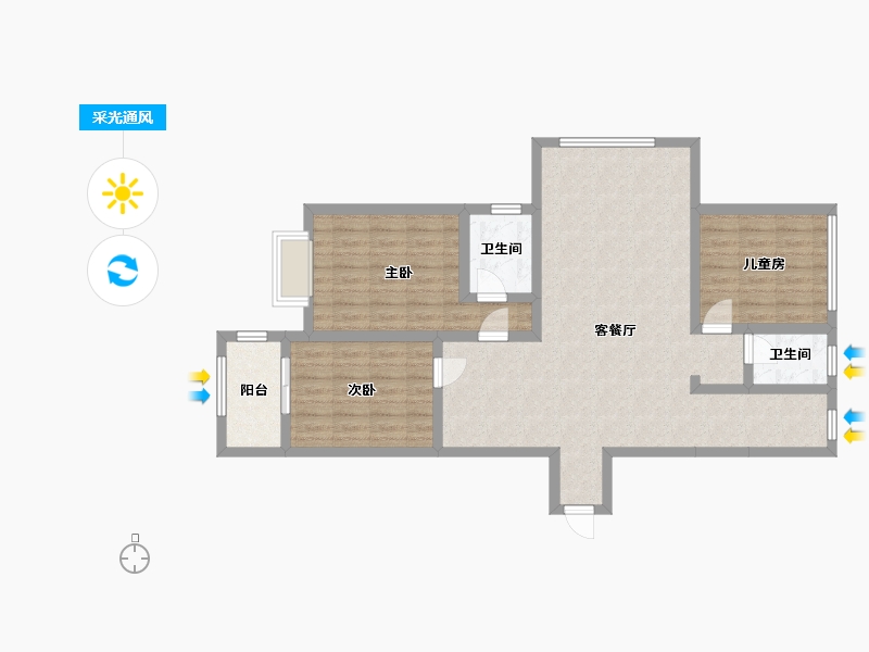 山西省-太原市-和平里-112.00-户型库-采光通风