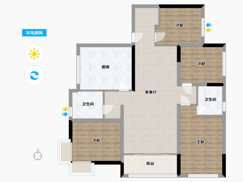 重庆-重庆市-金悦城-110.00-户型库-采光通风