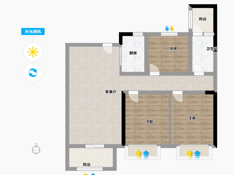 河南省-商丘市-檀宫-80.00-户型库-采光通风