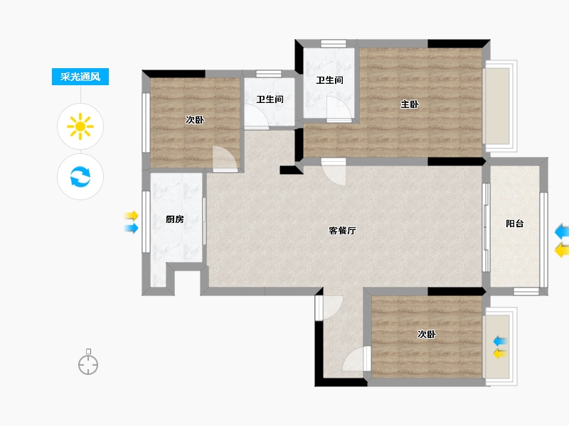 山东省-济宁市-龙城公馆-90.00-户型库-采光通风