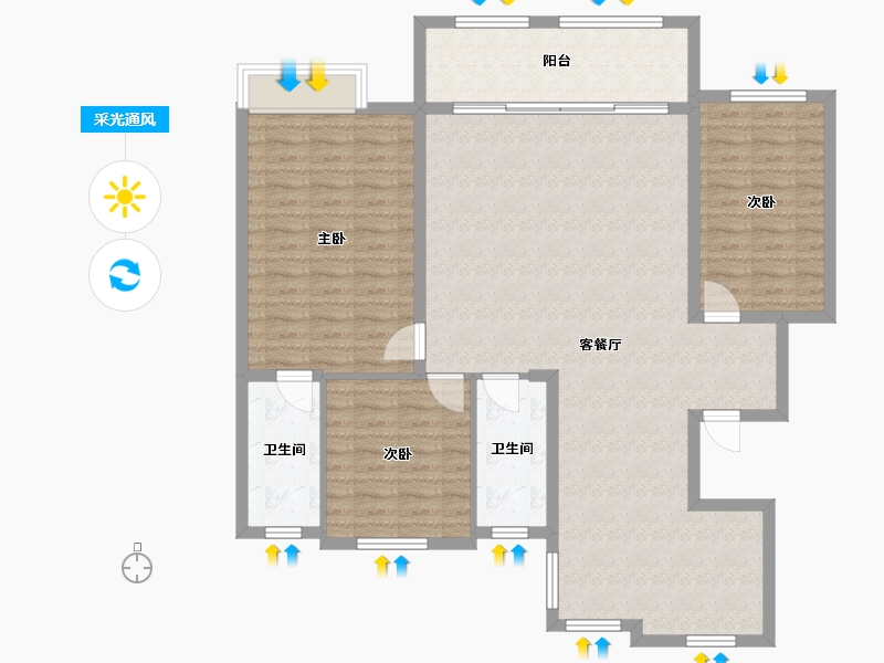 江苏省-徐州市-汉华府-120.00-户型库-采光通风