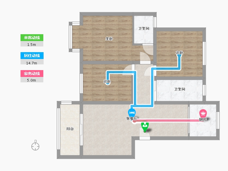 江苏省-南京市-傅云小区-80.00-户型库-动静线