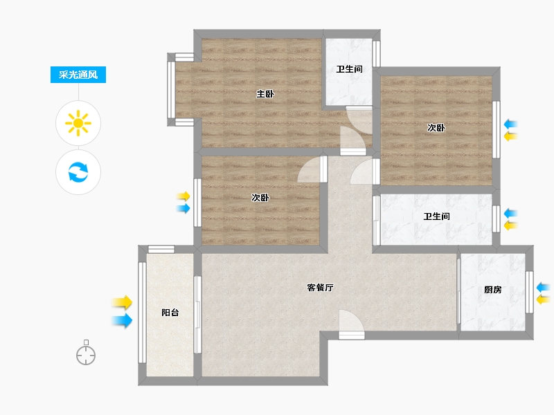 江苏省-南京市-傅云小区-80.00-户型库-采光通风