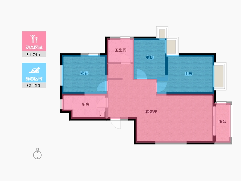 河北省-唐山市-万科未来城-86.00-户型库-动静分区