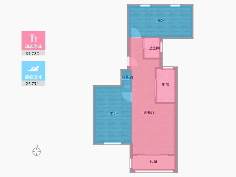 上海-上海市-由由四村社区-63.00-户型库-动静分区