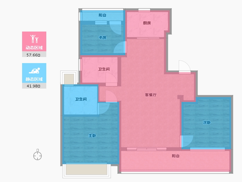 江苏省-南通市-绿城桂语听澜-88.00-户型库-动静分区