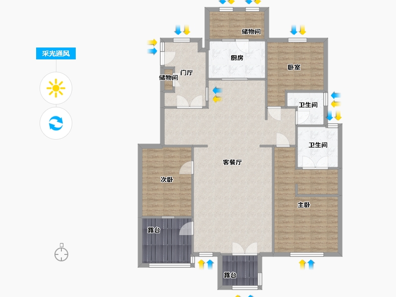 天津-天津市-万通生态城新新家园-130.00-户型库-采光通风