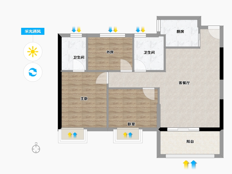 福建省-福州市-中建·岳前雅居-80.00-户型库-采光通风