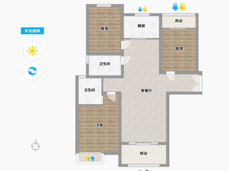 山东省-临沂市-致远天宸府南府-108.00-户型库-采光通风