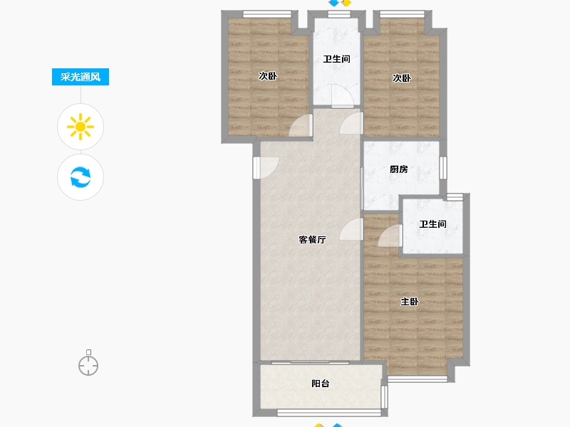 湖北省-武汉市-保利新武昌-86.00-户型库-采光通风