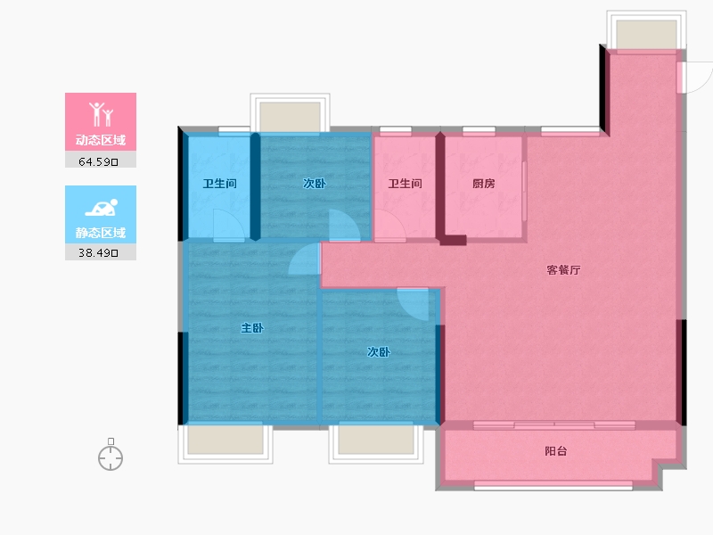 江西省-南昌市-祥云悦府-98.80-户型库-动静分区