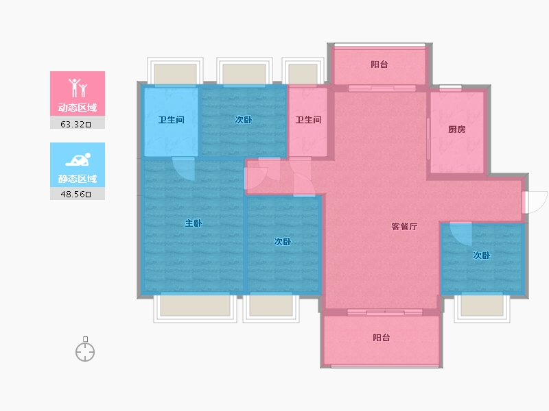 广东省-云浮市-碧桂园雅居乐大名府-102.00-户型库-动静分区