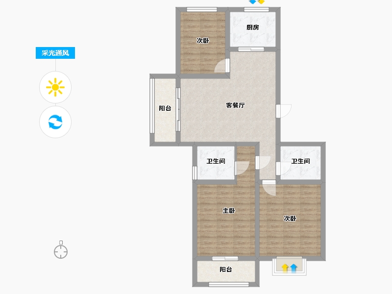 山西省-晋中市-衡阳华苑-103.00-户型库-采光通风