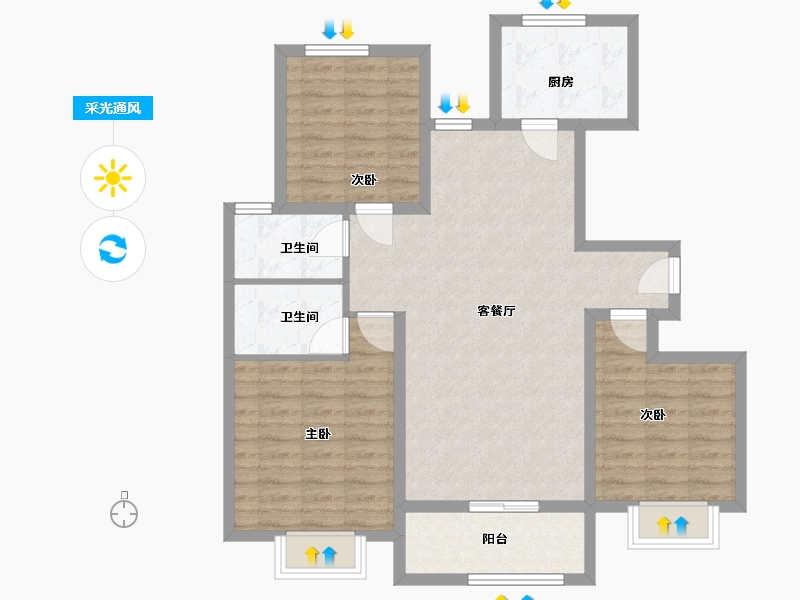 山东省-潍坊市-天兴一品-93.70-户型库-采光通风