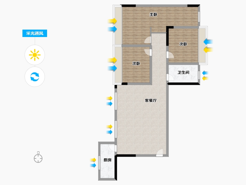 贵州省-毕节市-阳光云湖-120.69-户型库-采光通风