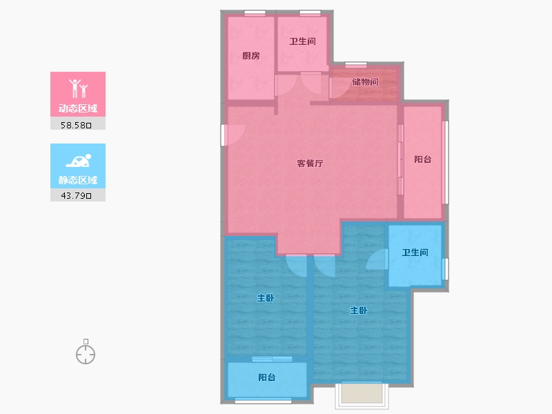 浙江省-嘉兴市-富力云亭雅居-92.07-户型库-动静分区