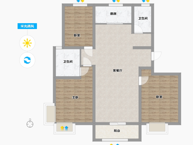 河北省-沧州市-世纪福邸-135.69-户型库-采光通风