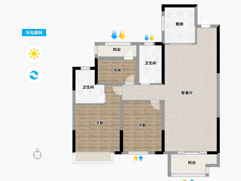 湖南省-娄底市-中梁湾田御江府-120.00-户型库-采光通风