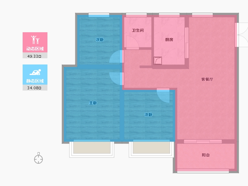 安徽省-合肥市-中建开元御湖公馆-74.00-户型库-动静分区