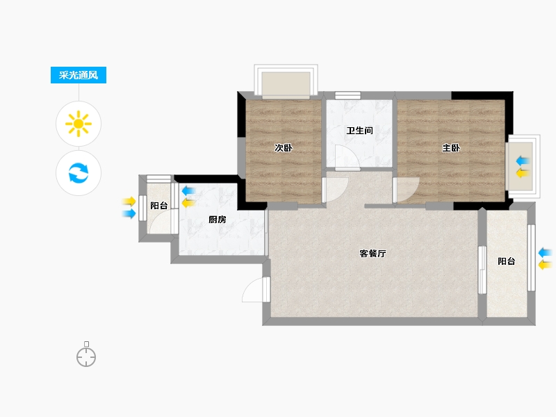 江苏省-南京市-南京恒大林溪郡-64.00-户型库-采光通风