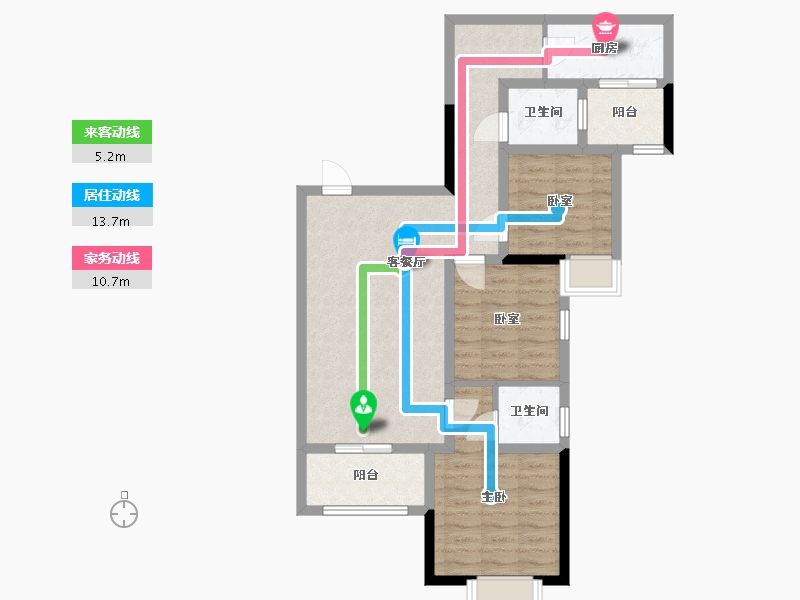 重庆-重庆市-龙盛家园-80.00-户型库-动静线