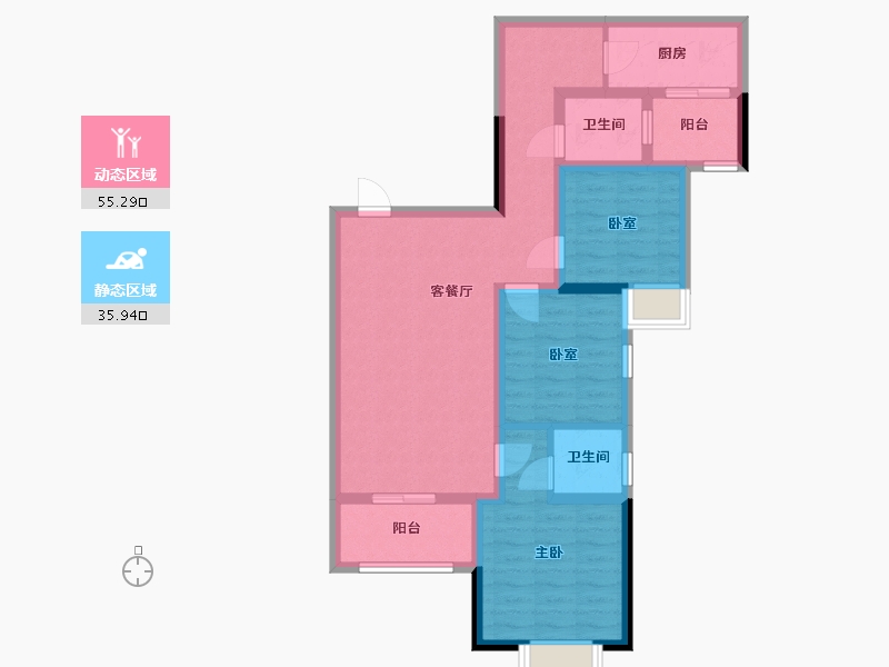 重庆-重庆市-龙盛家园-80.00-户型库-动静分区