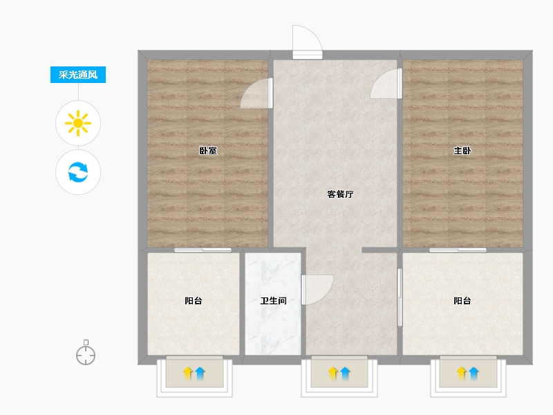 河北省-石家庄市-河北省二建公司宿舍-86.00-户型库-采光通风