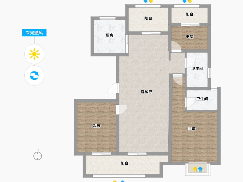 安徽省-宣城市-中建蓝城宣城桃花源-117.00-户型库-采光通风