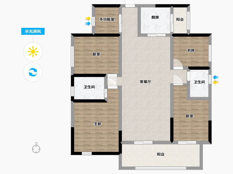 四川省-宜宾市-伴山悦城-120.00-户型库-采光通风