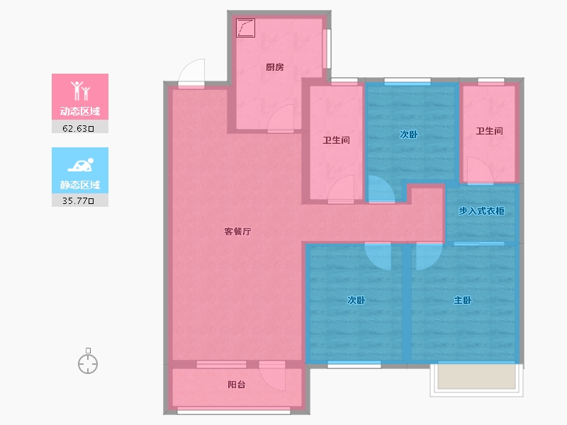 辽宁省-沈阳市-龙湖西府原著-89.00-户型库-动静分区