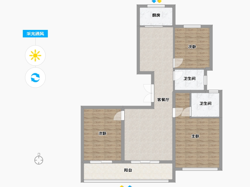 浙江省-台州市-天辰誉府-128.00-户型库-采光通风